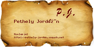 Pethely Jordán névjegykártya